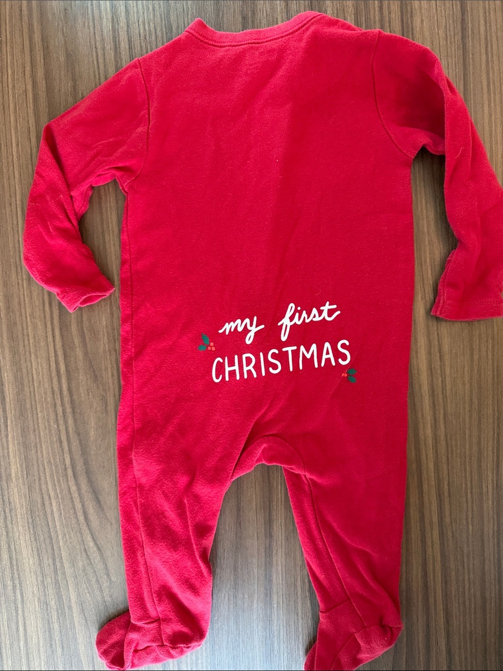 Old Navy Red 'My First Christmas' Baby One-Piece Footie